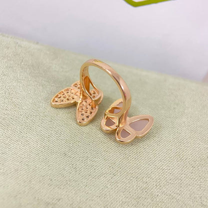 [sparkle Jewelry]TWIN BUTTERFLY NEW DIAMOND & PINK BUTTERFLY RING