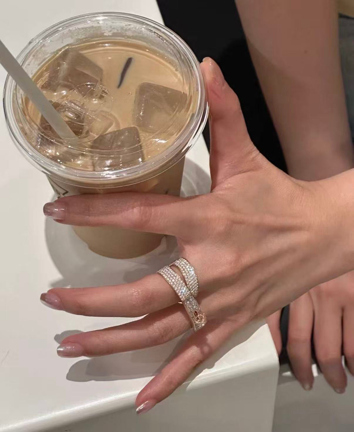 [sparkle Jewelry]NEW STYLE FULL CIRCLE DOUBLE DIAMOND RING