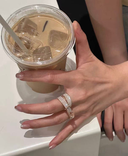 [sparkle Jewelry]NEW STYLE FULL CIRCLE DOUBLE DIAMOND RING