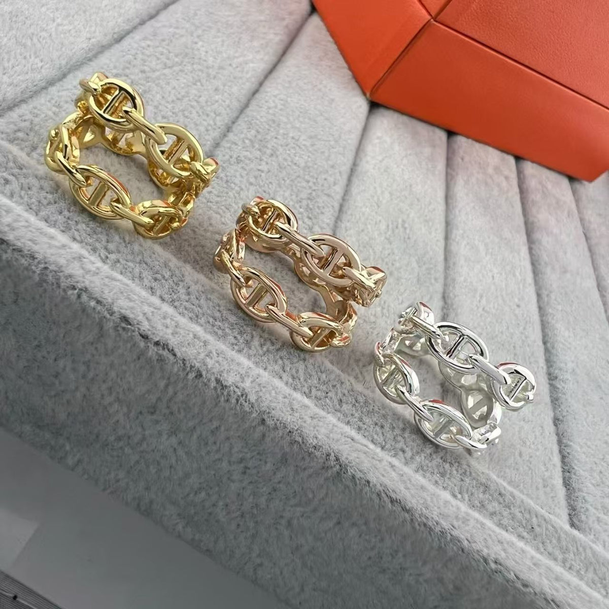 [sparkle Jewelry]GLOSSY FINISH SQUARE COMBINATION DOUBLE-LAYER PIG NOSE RING