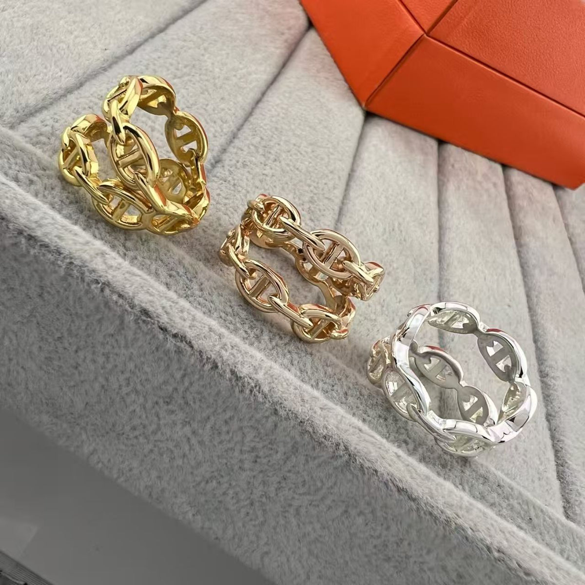 [sparkle Jewelry]GLOSSY FINISH SQUARE COMBINATION DOUBLE-LAYER PIG NOSE RING