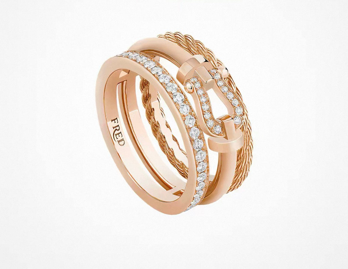 [sparkle Jewelry]FORCE 10 RISE SERIES LARGE-SIZED 18K GOLD HALF-SET DIAMOND RING