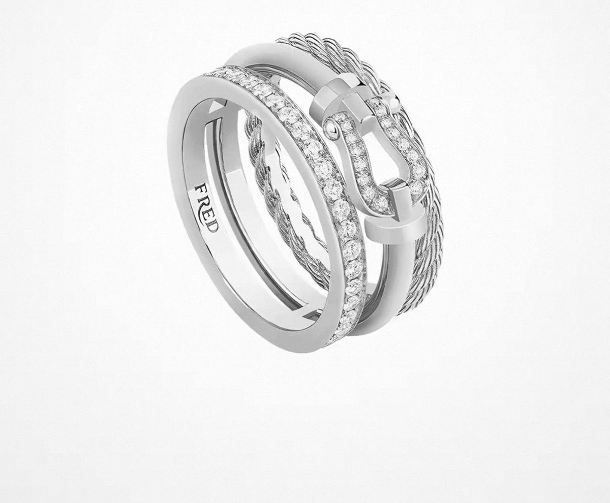 [sparkle Jewelry]FORCE 10 RISE SERIES LARGE-SIZED 18K GOLD HALF-SET DIAMOND RING