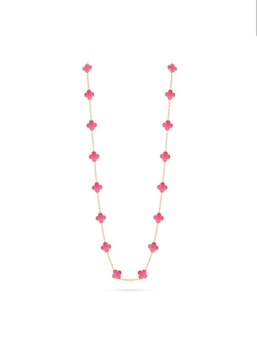[sparkle Jewelry]sparkle 20 MOTIFS PINK ENAMEL NECKLACE