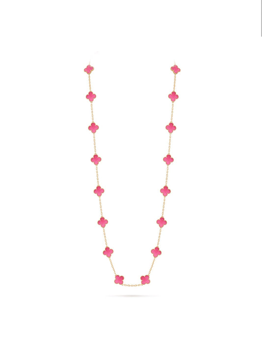 [sparkle Jewelry]sparkle 20 MOTIFS PINK ENAMEL NECKLACE