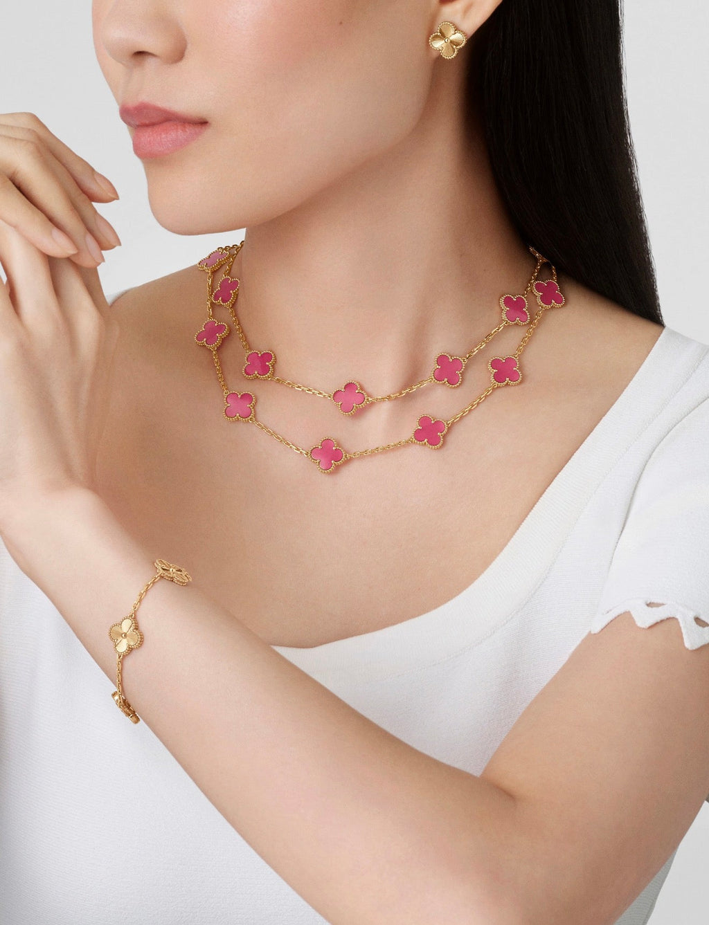 [sparkle Jewelry]sparkle 20 MOTIFS PINK ENAMEL NECKLACE