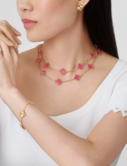 [sparkle Jewelry]sparkle 20 MOTIFS PINK ENAMEL NECKLACE
