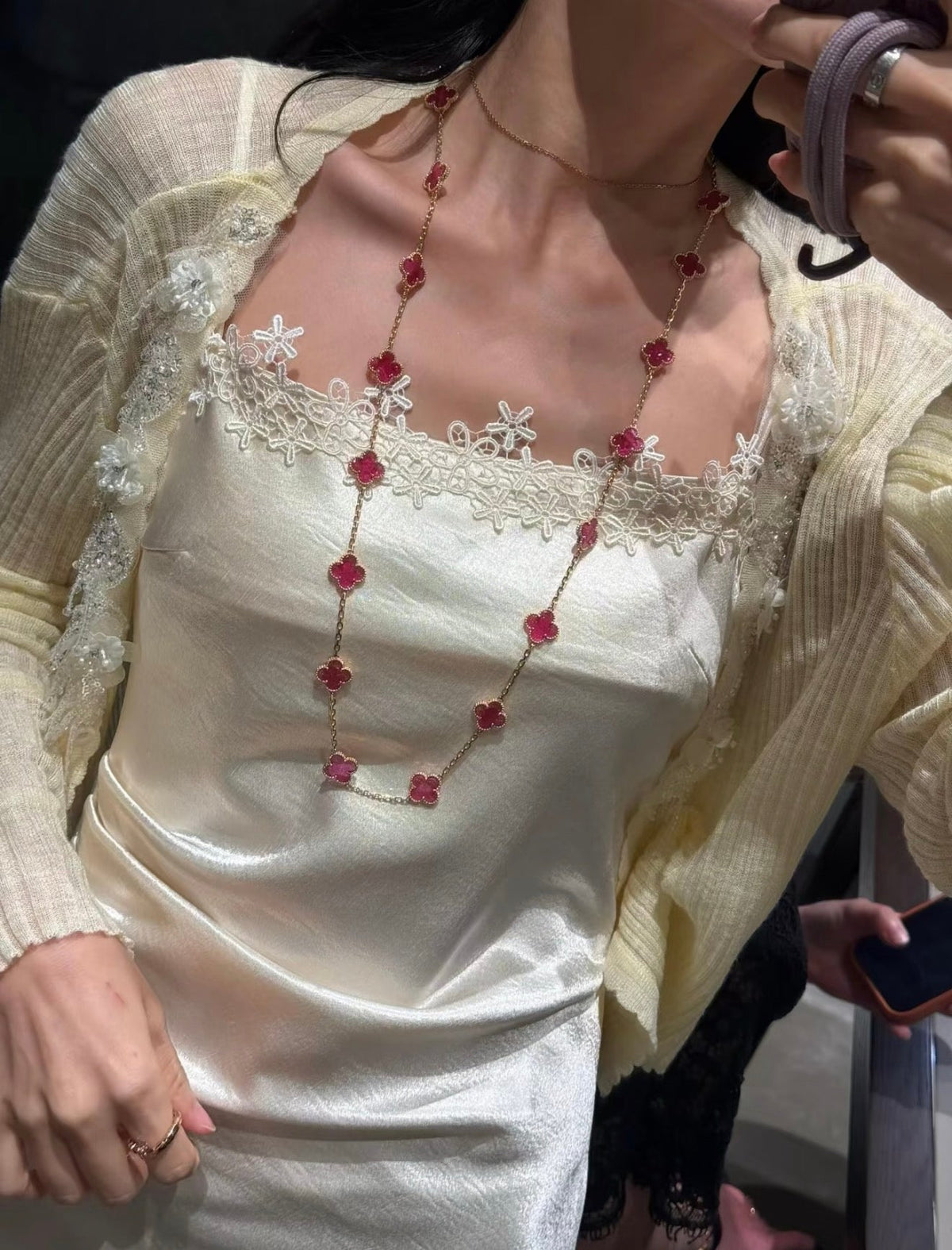 [sparkle Jewelry]sparkle 20 MOTIFS PINK ENAMEL NECKLACE