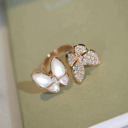 [sparkle Jewelry ]TWIN BUTTERFLY DIAMOND MOP RING
