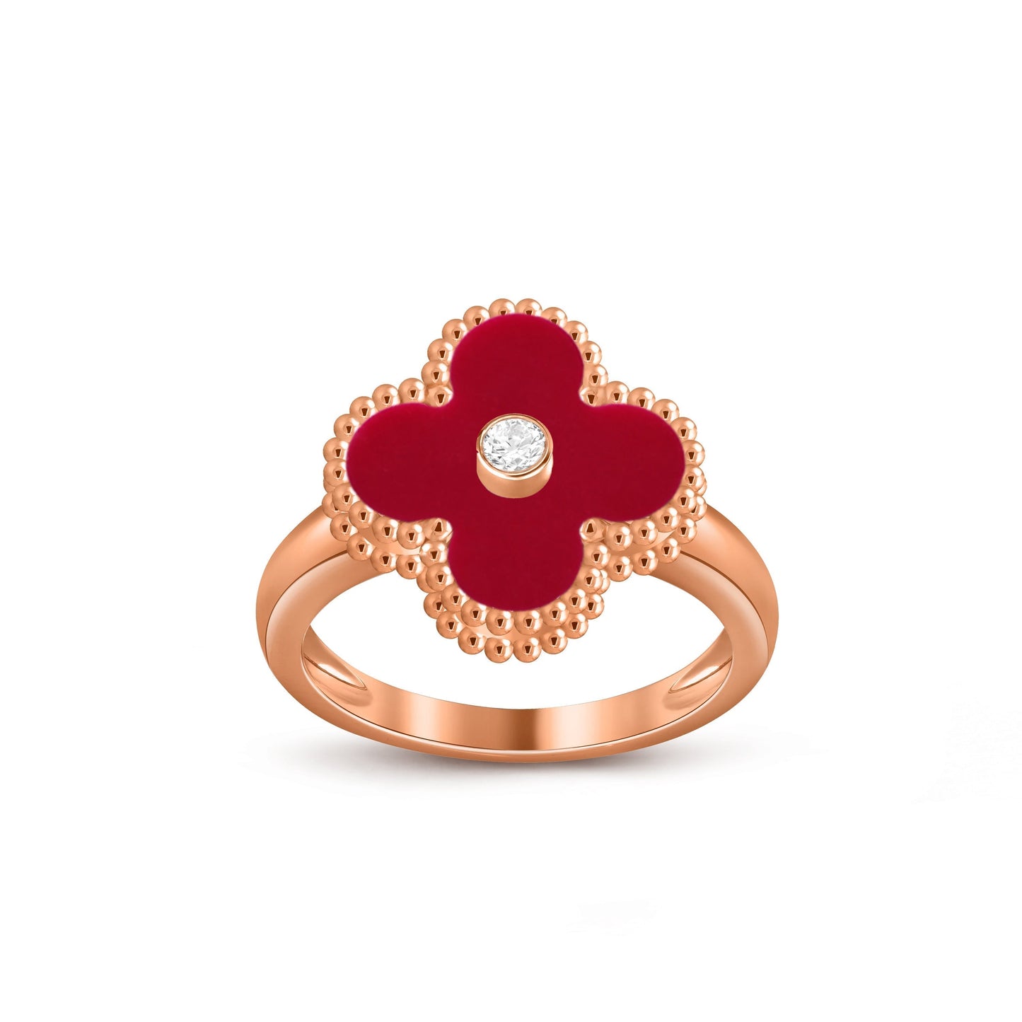 [Sparkle]ラッキー クローバー ダイヤモンドアクセント ローズゴールド リング コレクション