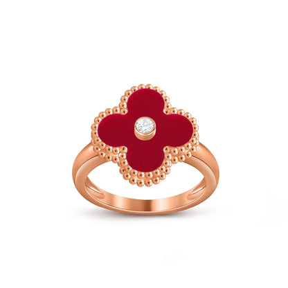 [Sparkle]ラッキー クローバー ダイヤモンドアクセント ローズゴールド リング コレクション
