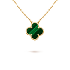 [sparkle Jewelry ]CLOVER 15MM MALACHITE SINGLE FLOWER  NECKLACE