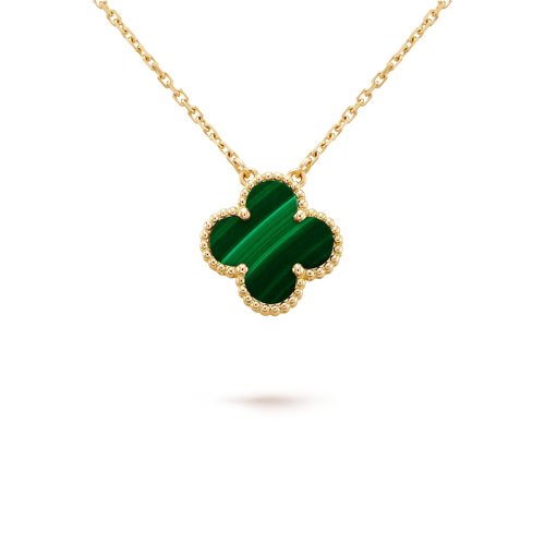 [sparkle Jewelry ]CLOVER 15MM MALACHITE SINGLE FLOWER  NECKLACE
