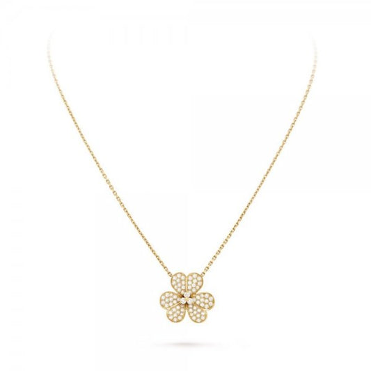 [Sparkle] PAVÉ-DIAMANT BLUMENANHÄNGER-HALSKETTE