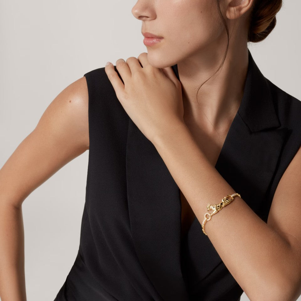 [sparkle Jewelery]PANTHERE HALF DIAMOND ON CHAIN BRACELET