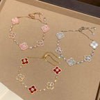 [sparkle Jewelry ]CLOVER 5 MOTIF PINK BLUE RED WHITE BRACELET