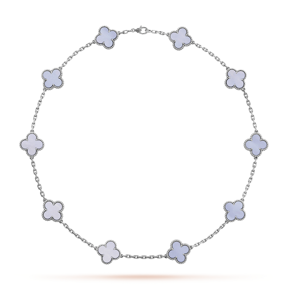 [sparkle Jewelry ]CLOVER 10 MOTIFS BLUE CHALCEDONY NECKLACE