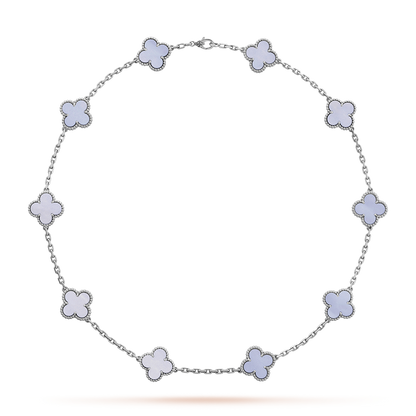 [sparkle Jewelry ]CLOVER 10 MOTIFS BLUE CHALCEDONY NECKLACE