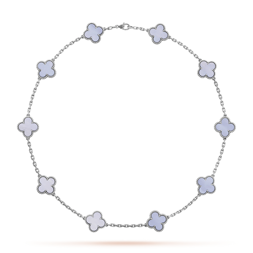 [sparkle Jewelry ]CLOVER 10 MOTIFS BLUE CHALCEDONY NECKLACE