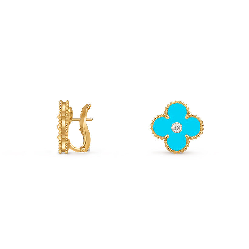 [Sparkle]15MM KLEEBLATT-OHRSTECKER DIAMANT-GOLD-KOLLEKTION