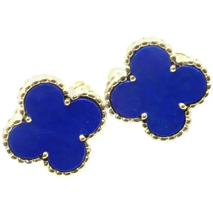 [sparkle Jewelry ]CLOVER MINI 9.5MM BLUE AGATE EARRINGS