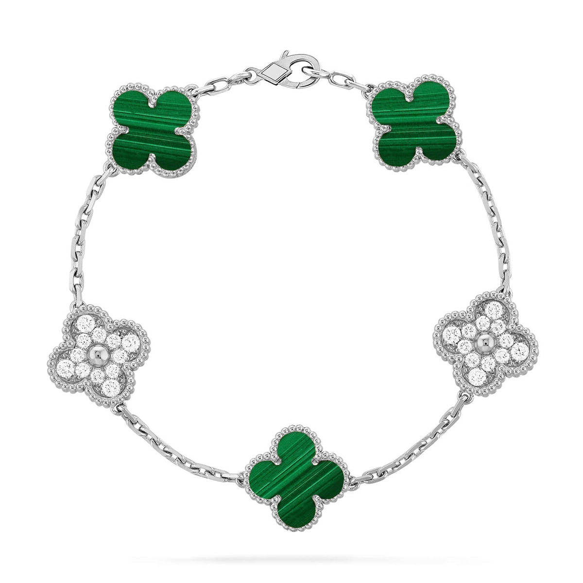 [sparkle Jewelry ] CLOVER 5 MOTIF MALACHITE BRACELET COLLECTION