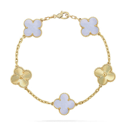 [Sparkle]LUCKY CLOVER 5-MOTIF-ARMBAND - PURPLE CHALCEDONY KOLLEKTION