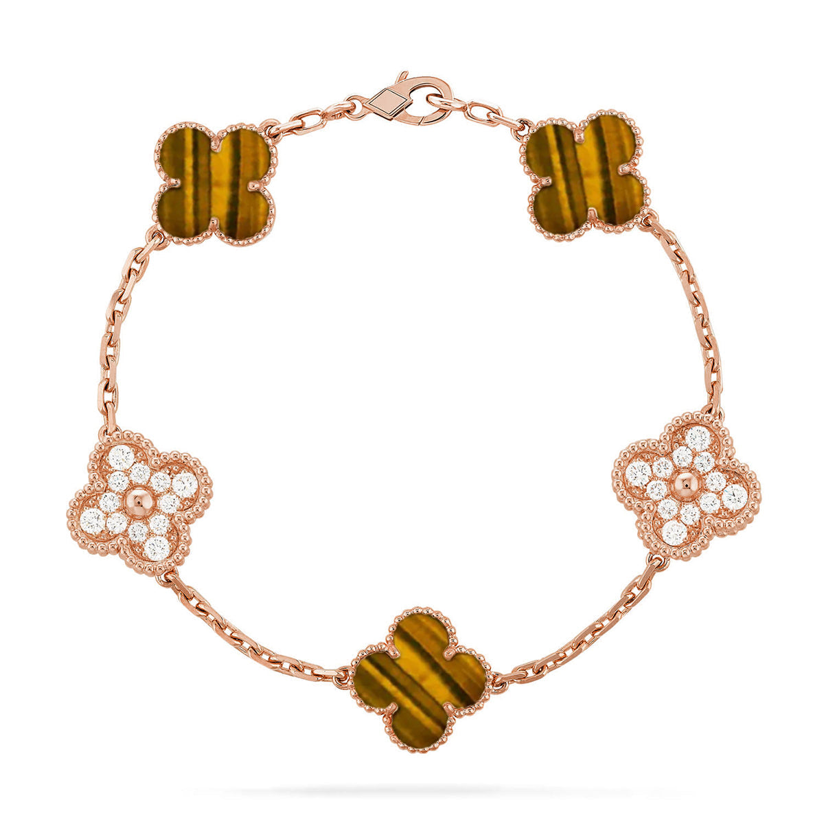 [sparkle Jewelry ] CLOVER 5 MOTIFS TIGER EYE BRACELET COLLECTION