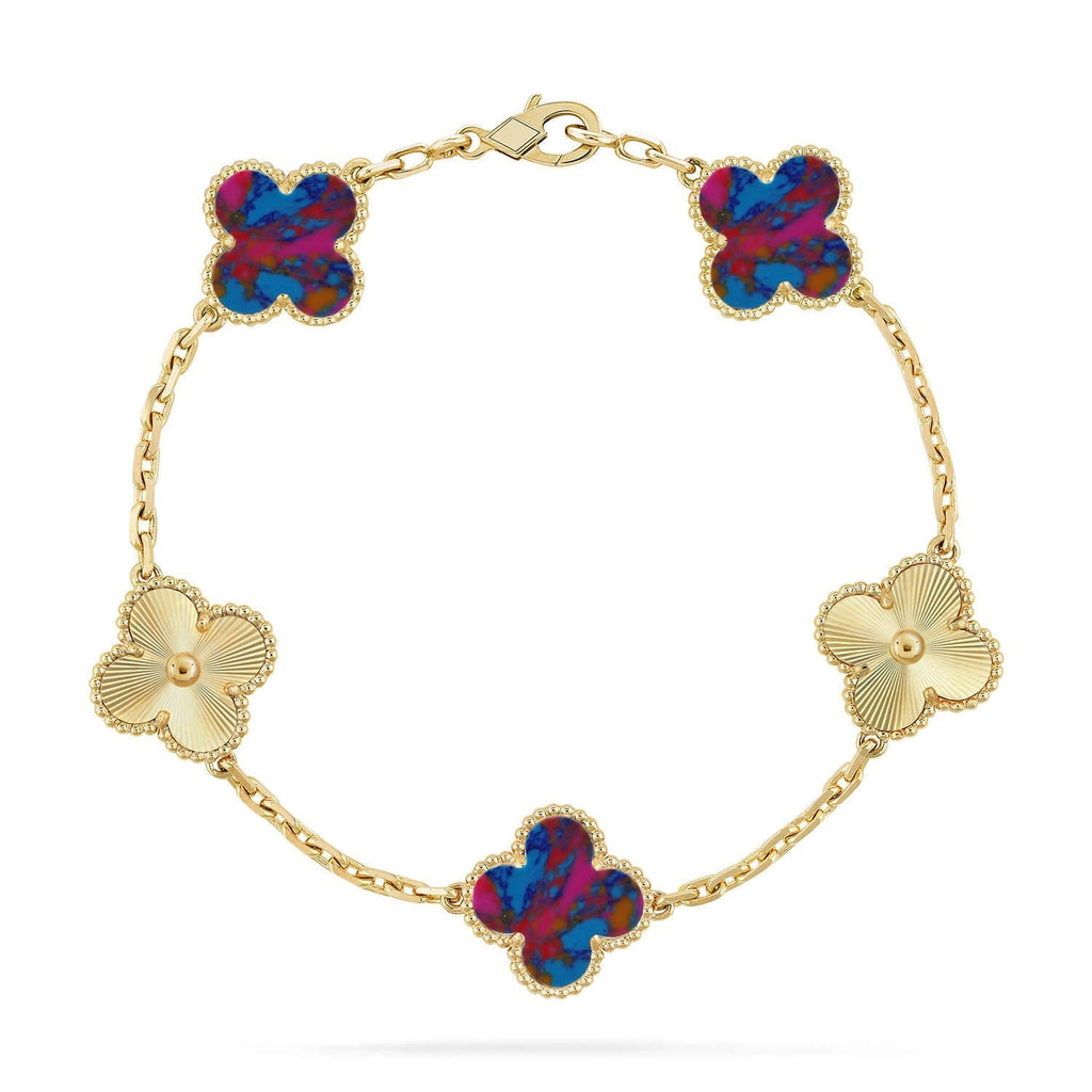 [sparkle Jewelry ]CLOVER 5 MOTIF COLOR GEMSTONES BRACELET COLLECTION