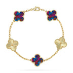 [sparkle Jewelry ]CLOVER 5 MOTIF COLOR GEMSTONES BRACELET COLLECTION