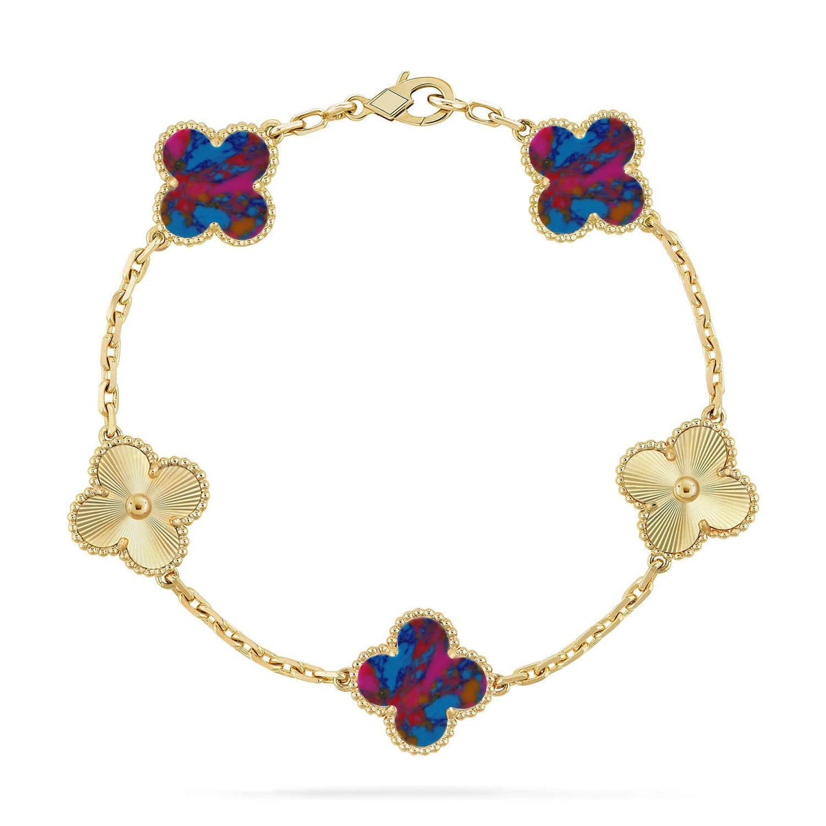 [sparkle Jewelry ]CLOVER 5 MOTIF COLOR GEMSTONES BRACELET COLLECTION