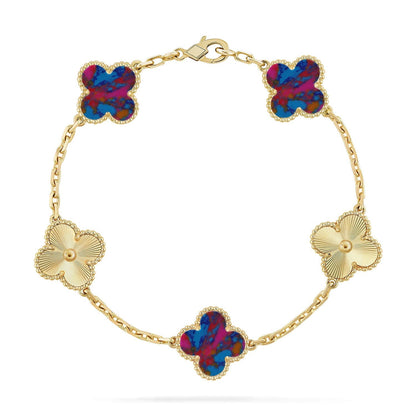 [sparkle Jewelry ]CLOVER 5 MOTIF COLOR GEMSTONES BRACELET COLLECTION
