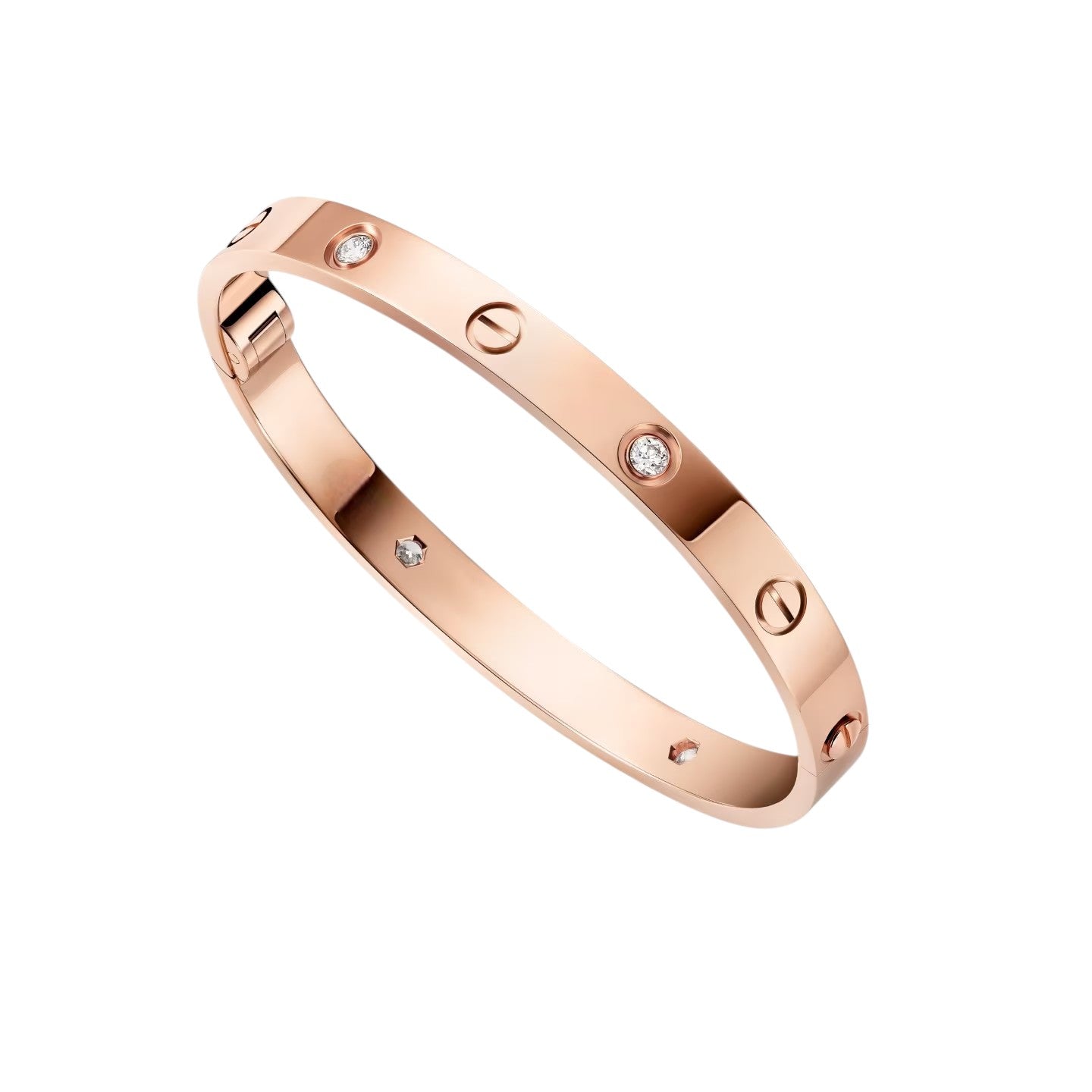[Sparkle]KLASSISCHER 6.1MM LOVE EINZELSCHRAUBEN-VERSCHLUSS-ARMBAND - 4-DIAMANTEN