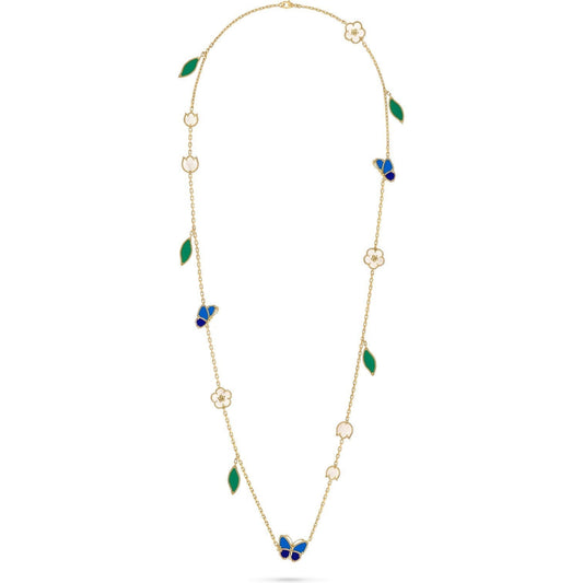 [Sparkle]LUCKY SPRING SCHMETTERLING- & BLUMEN-STATEMENT-HALSKETTE – 15-MOTIV-BLUMENDESIGN
