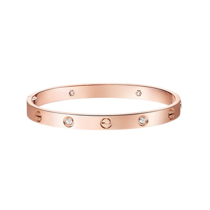 [Sparkle]KLASSISCHER 6.1MM LOVE EINZELSCHRAUBEN-VERSCHLUSS-ARMBAND - 4-DIAMANTEN