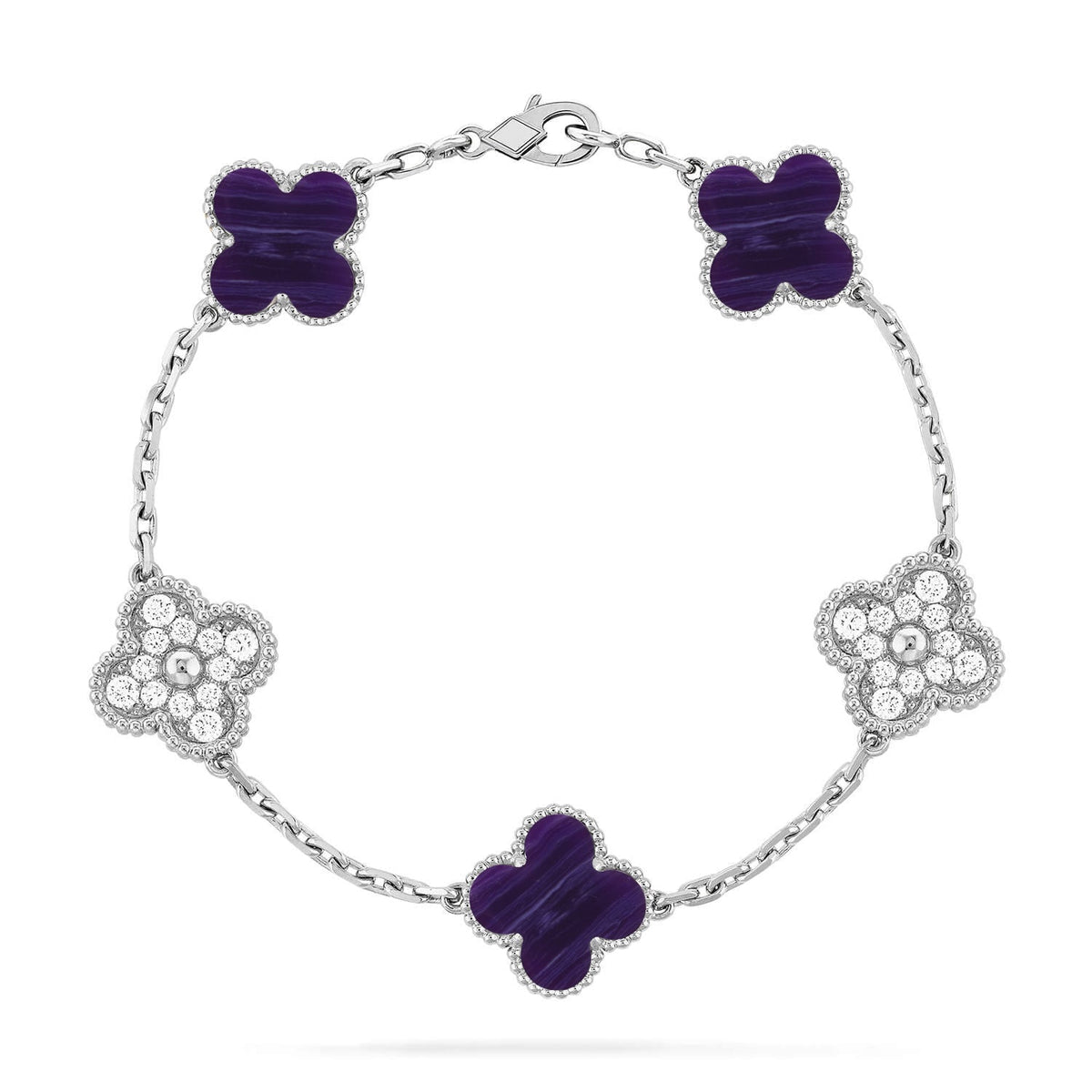 [sparkle Jewelry ]CLOVER 5 MOTIF PURPLE STRIPES BRACELET COLLECTION