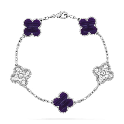 [sparkle Jewelry ]CLOVER 5 MOTIF PURPLE STRIPES BRACELET COLLECTION