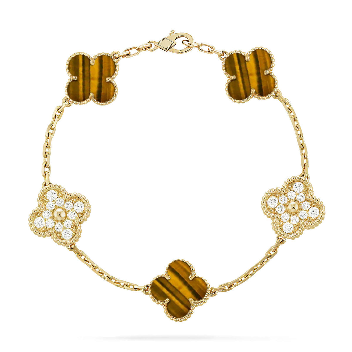 [sparkle Jewelry ] CLOVER 5 MOTIFS TIGER EYE BRACELET COLLECTION
