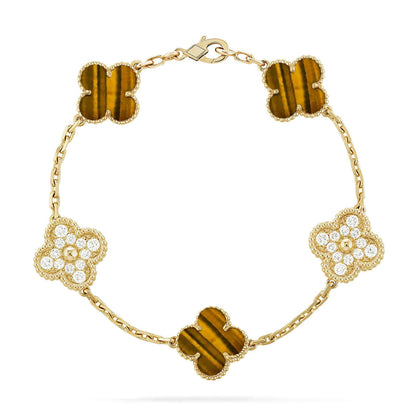 [sparkle Jewelry ] CLOVER 5 MOTIFS TIGER EYE BRACELET COLLECTION