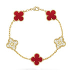 [sparkle Jewelry ] CLOVER 5 MOTIF RED CORNELIAN BRACELET COLLECTION