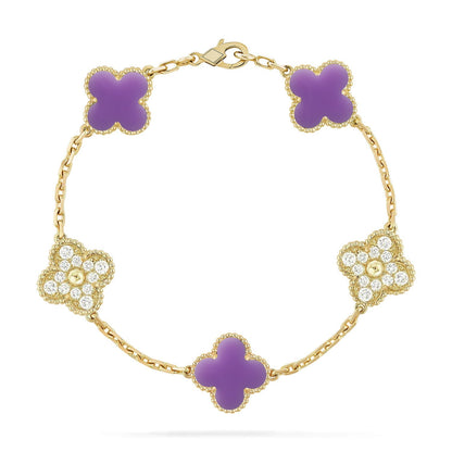 [Sparkle]LUCKY CLOVER 5-MOTIF BRACELET - LAVENDER COLLECTION
