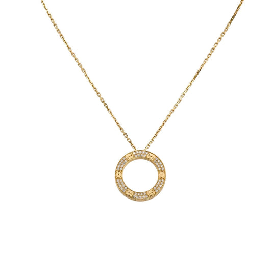[Sparkle]LIEBE GROSSER RUNDER ANHÄNGER VOLL-PAVÉ DIAMANT HALSKETTE