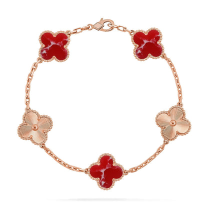 [sparkle Jewelry ]CLOVER 5 MOTIF RED PATTERN BRACELET COLLECTION