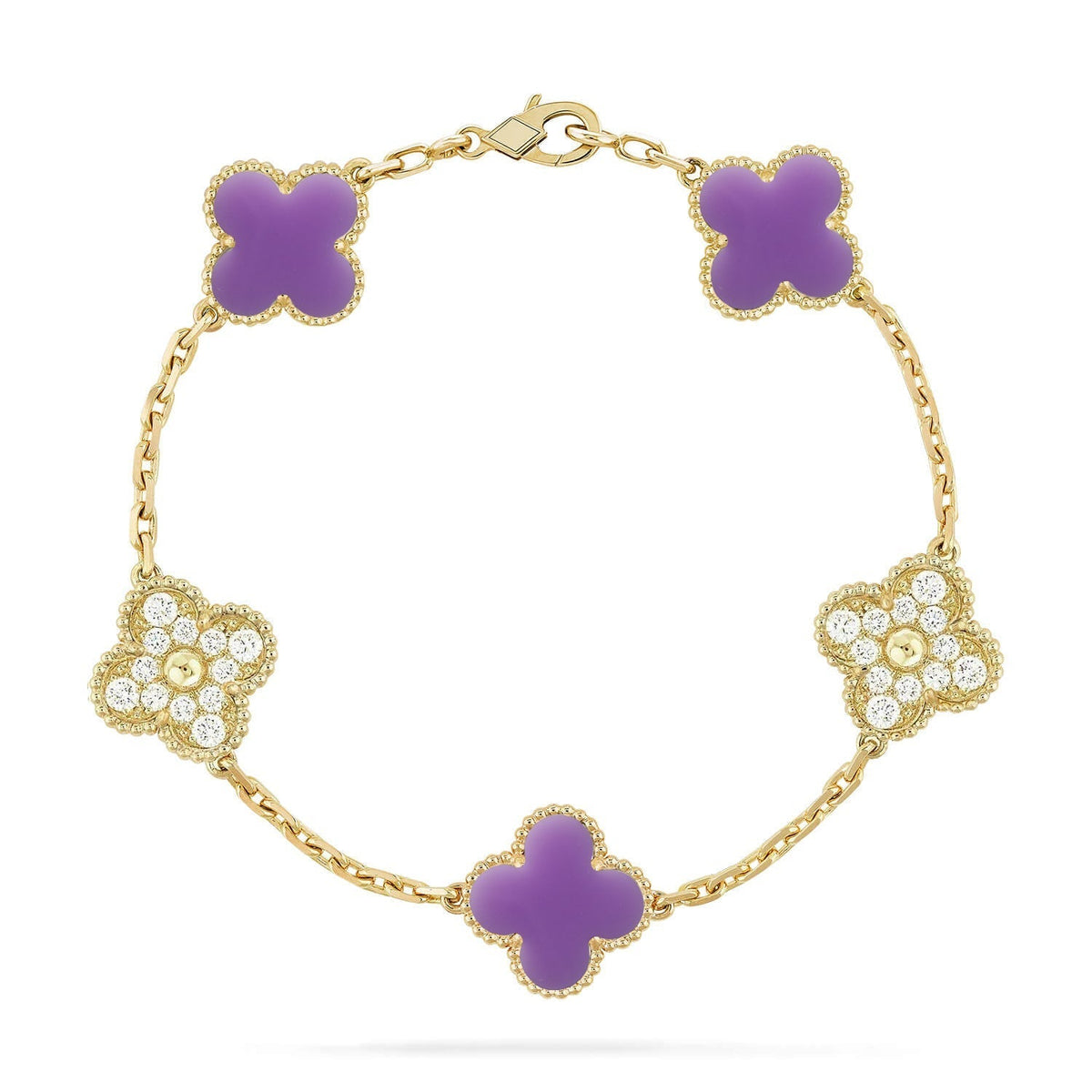 [sparkle Jewelry ]CLOVER 5 MOTIF LIGHT PURPLE BRACELET COLLECTION