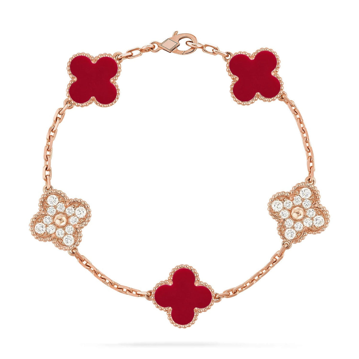 [sparkle Jewelry ] CLOVER 5 MOTIF RED CORNELIAN BRACELET COLLECTION