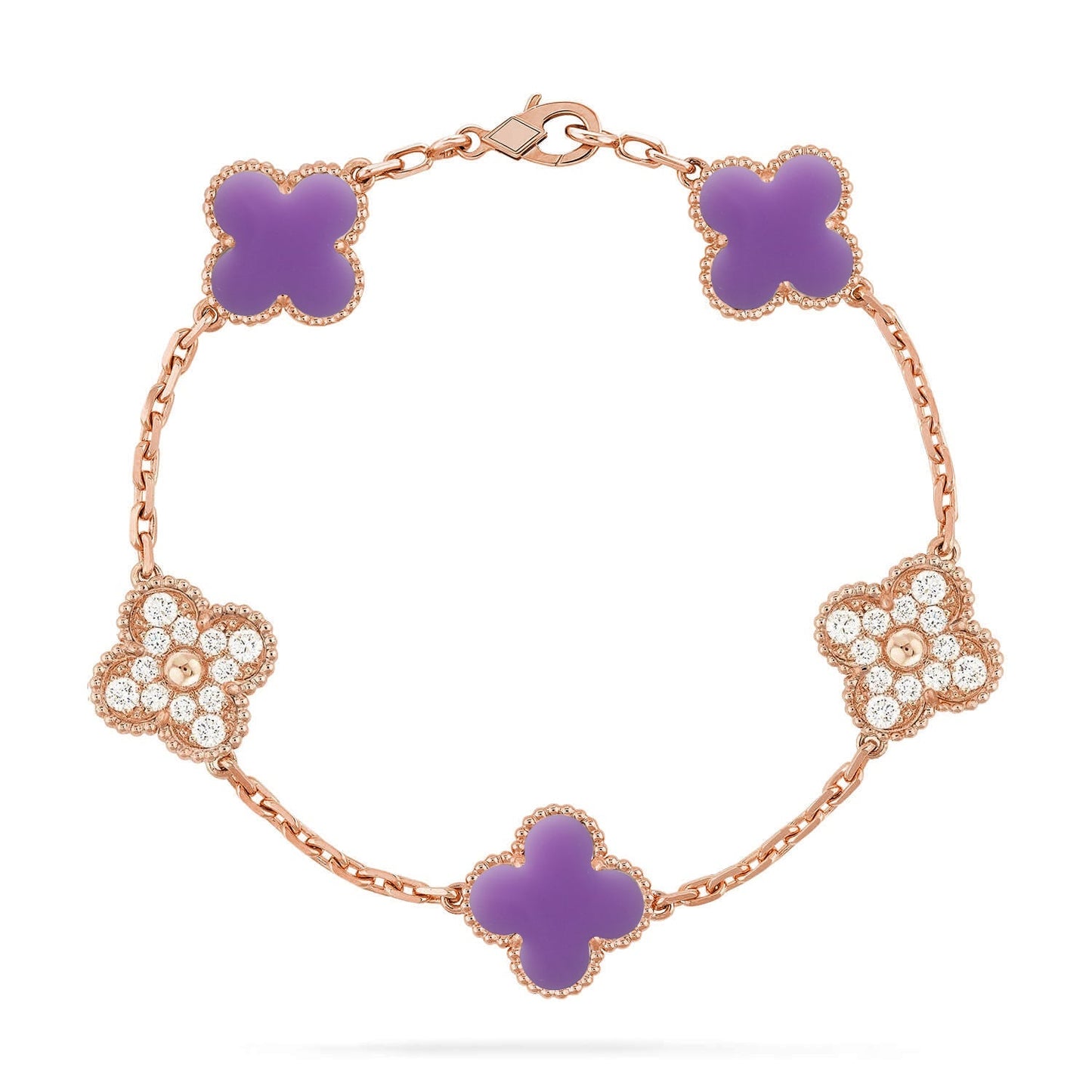 [Sparkle]LUCKY CLOVER 5-MOTIF BRACELET - LAVENDER COLLECTION