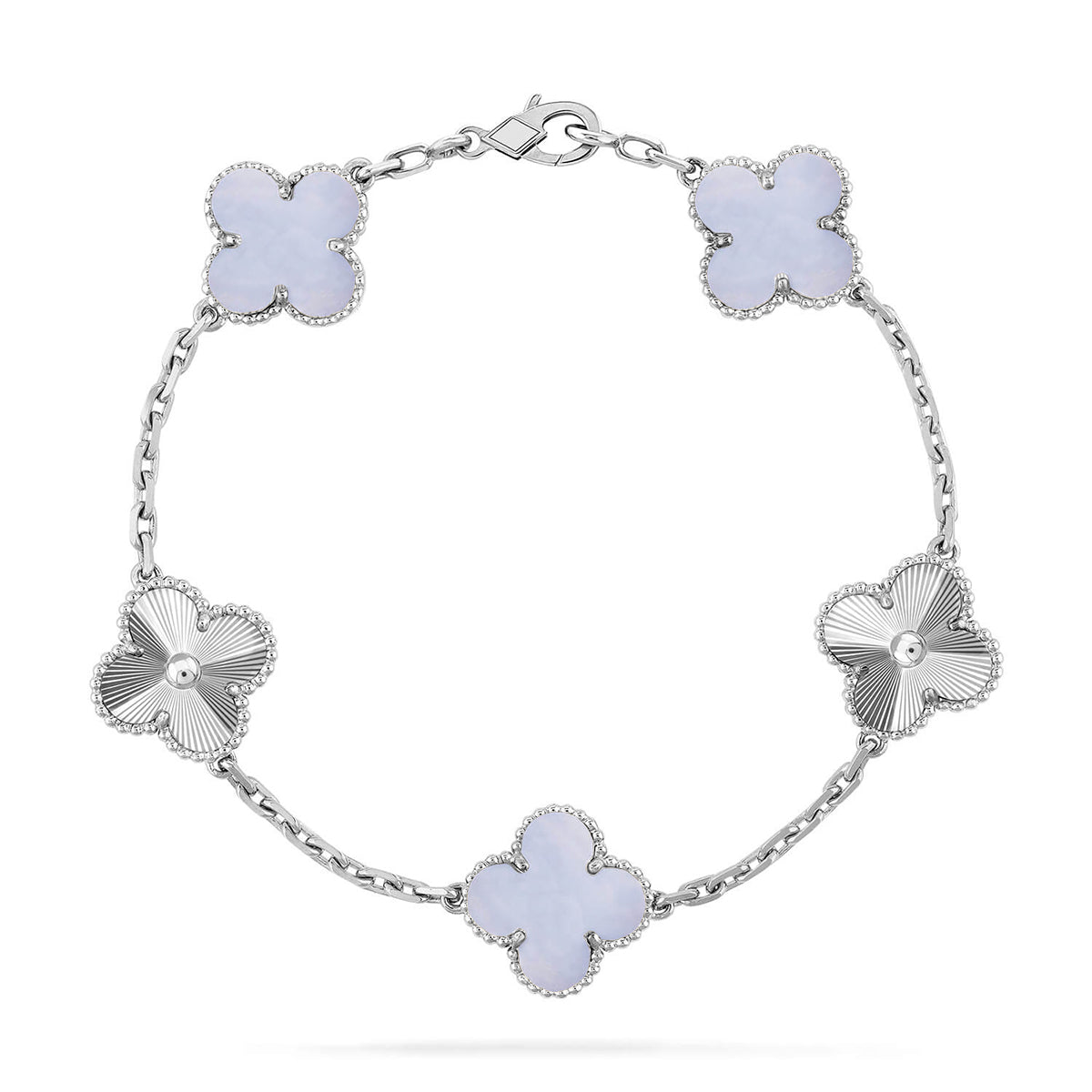 [Sparkle]LUCKY CLOVER 5-MOTIF-ARMBAND - PURPLE CHALCEDONY KOLLEKTION