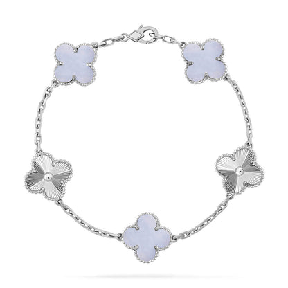 [Sparkle]LUCKY CLOVER 5-MOTIF-ARMBAND - PURPLE CHALCEDONY KOLLEKTION