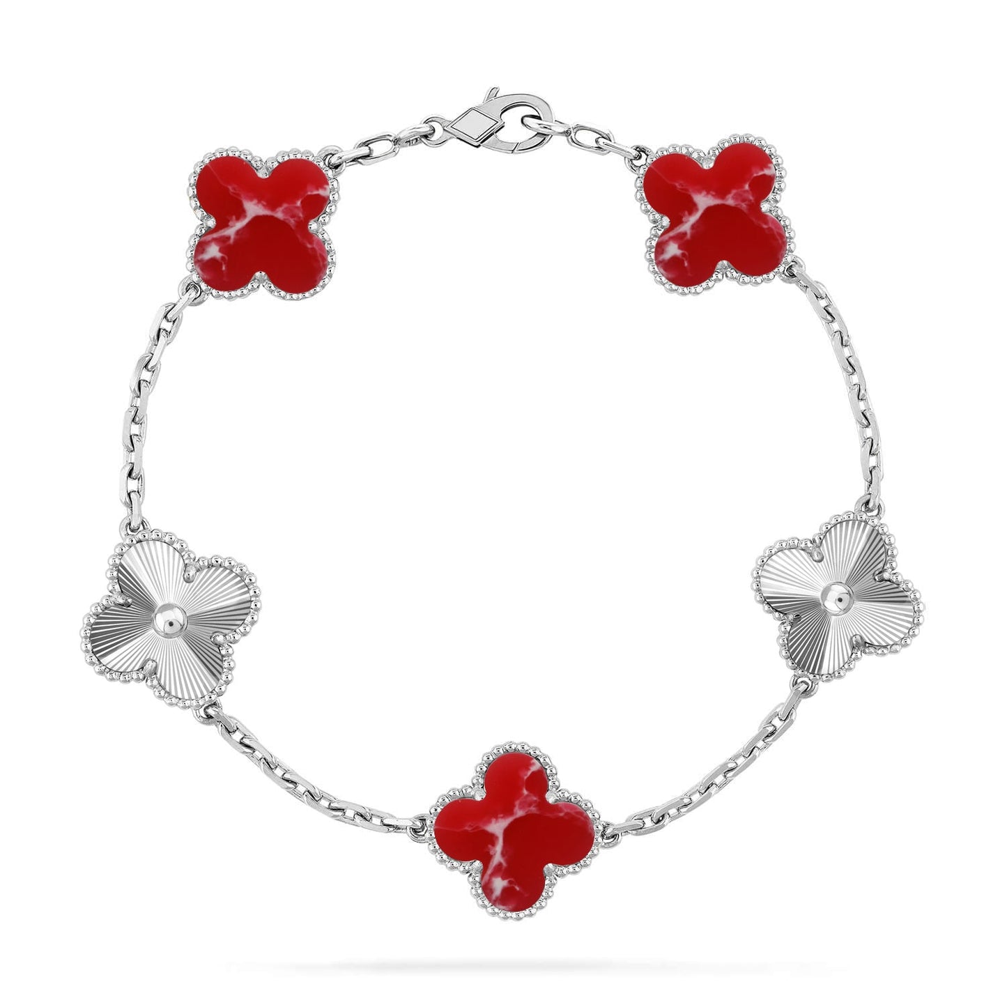 [Sparkle]LUCKY CLOVER 5-MOTIV-ARMBAND - RED LARIMAR KOLLEKTION