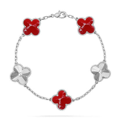 [Sparkle]LUCKY CLOVER 5-MOTIV-ARMBAND - RED LARIMAR KOLLEKTION
